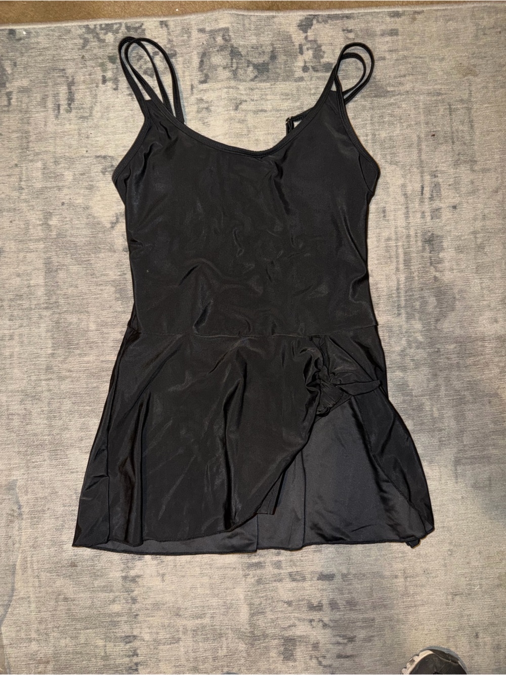 Black skirted one piece swimsuit, size S